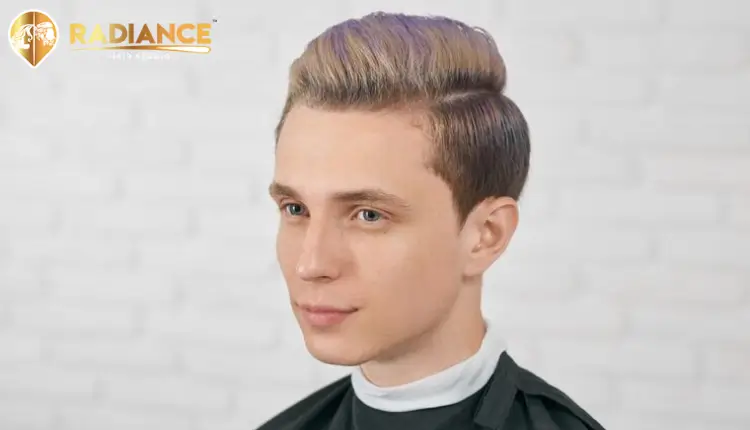 Styled men’s hair wig for non-surgical hair replacement