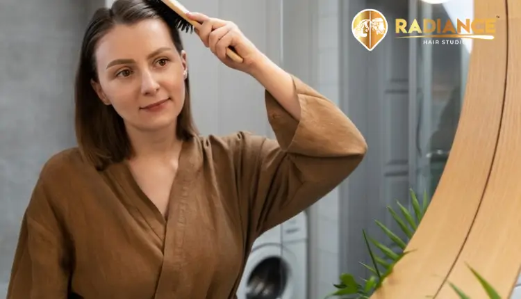 Hair patch applied for female hair thinning in Delhi