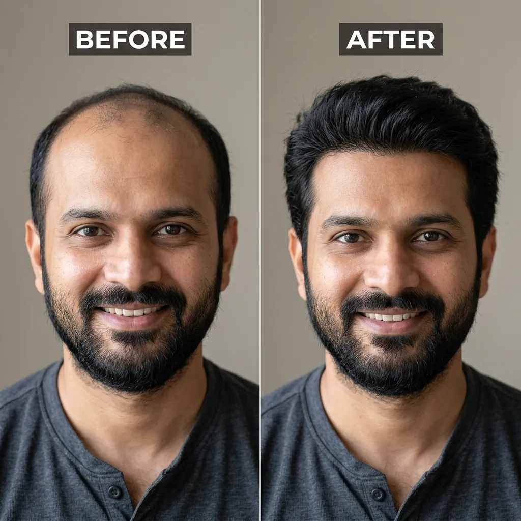 Hair replacement before and after result 1